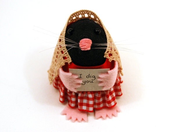 I dig you Valentines day gift etsyxo love mole ornament holding sign cute gift for animal lover or collector - Sugar  - READY TO SHIP
