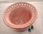 Pink Frosted Ceramic Earring Bowl and Jewelry Holder