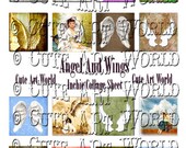 Angels And Wings Set One Cute Art World Art Card Scrapbooking Journals Soldered Glass Hang Tags Jewelry Collage Sheet 1 1/2 x 1 1/2 inch