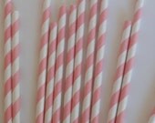 Pink and White Striped Retro Straws- (25) Il_170x135