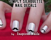 Mustache Nail Decals Black and Clear Simply Silhouette by Inspired Nails