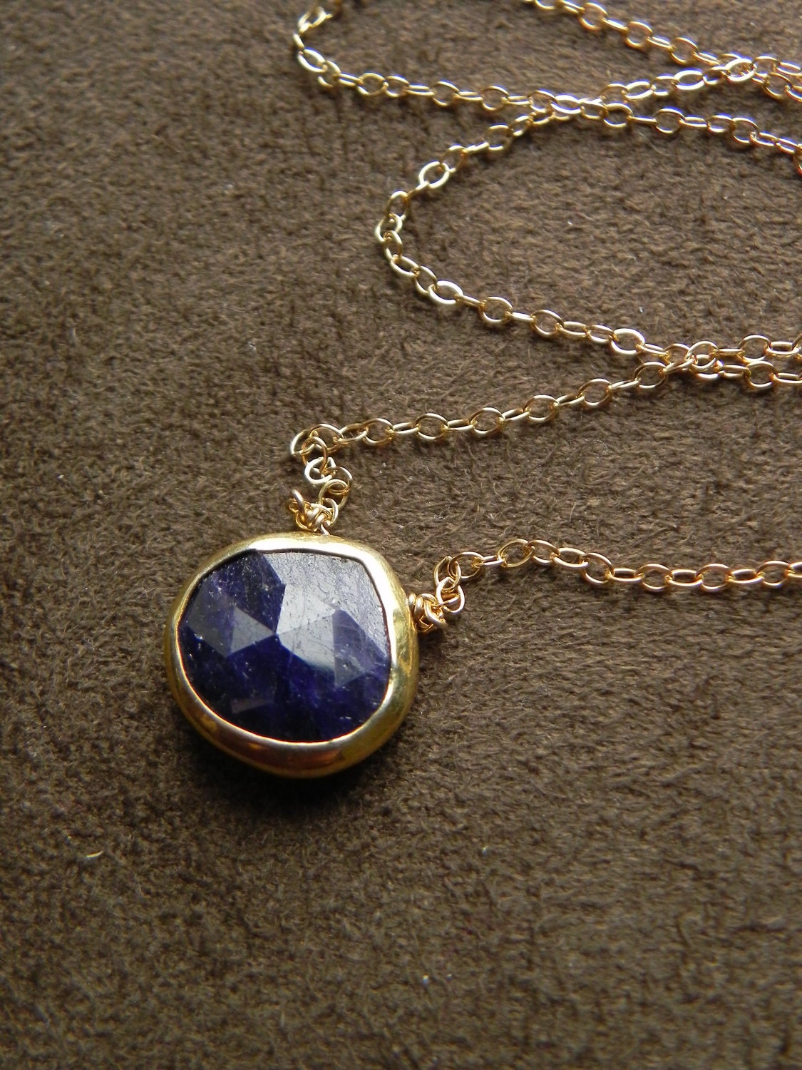SALE  Faceted Sapphire Vermeil and Gold Filled Pendant Necklace SALE