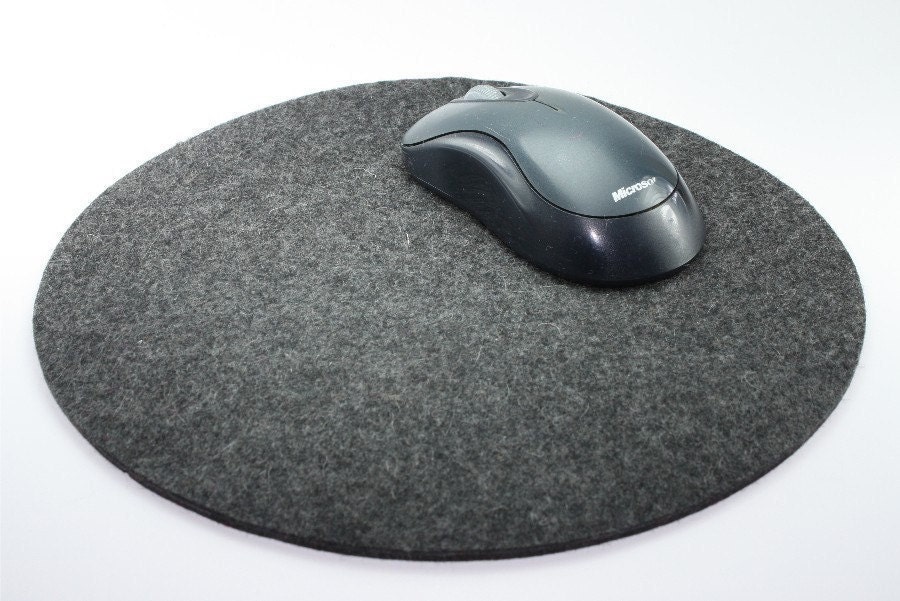 Round Mouse Pad in 5mm Thick Virgin Merino Wool Felt- Anthracite