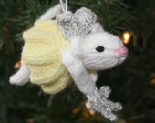 Angel Mouse Decoration, Knitted Ornament, Handmade Christmas Mouse, Ready to Ship, Perfect for Your Angel