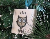 Personalized Baby Boy Ornament, Blue Owl, including Gift Box
