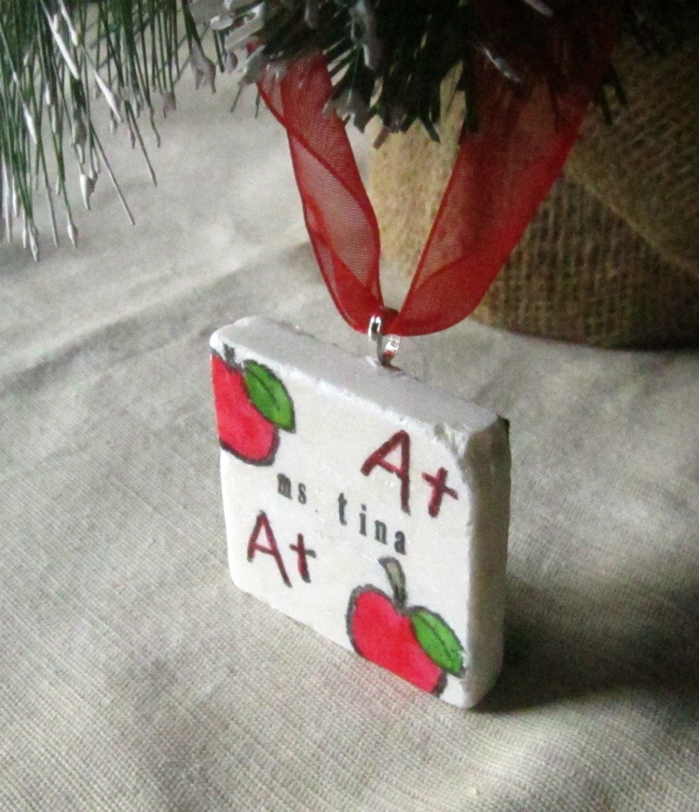 Personalized Teacher's Christmas Ornament, including Gift Box