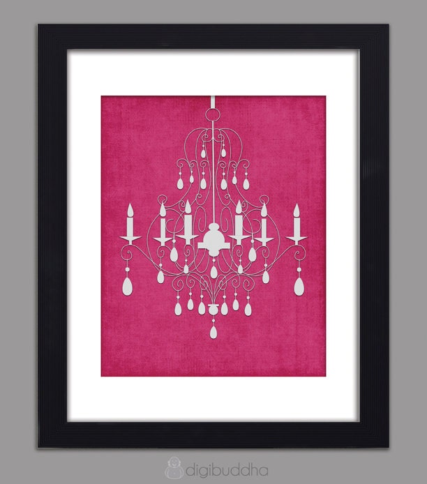 Chandelier Poster Modern Wall Art Deep Pink 8x10 Modern Chandelier Art Print Poster Wall Decor Premium Print - Chandelier Collection
