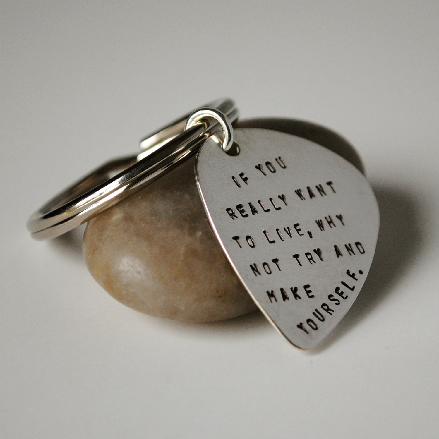 custom sterling guitar pick keychain