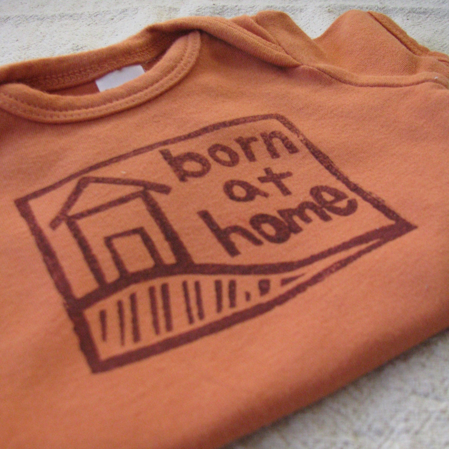 Home birth Onesie, Hand-Dyed, Hand-Printed - 0 to 3 Month Size