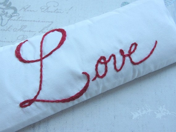 Gift for Her Lavender and Flaxseed Eye Pillow with Hand Embroidery