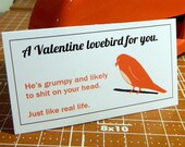 Funny Valentine notes with love bird - set of 8