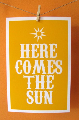 Here Comes The Sun  Mini Art Print 4 x 6 Inches 10 x 15 cm The Beatles