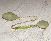 Sage Leaf and Peridot Herbal Polymer Clay Pendulum
