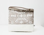 FREE SHIP Navajo Printed  Leather Pouch  white