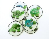 Turtle Buttons.  Handmade Sewing Buttons. 6 knitting supplies or sewing embellishments.