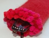 felted wool eyeglass case garnet red pink crimson