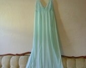 Vintage Full Length nightgown in sheer aqua / Medium