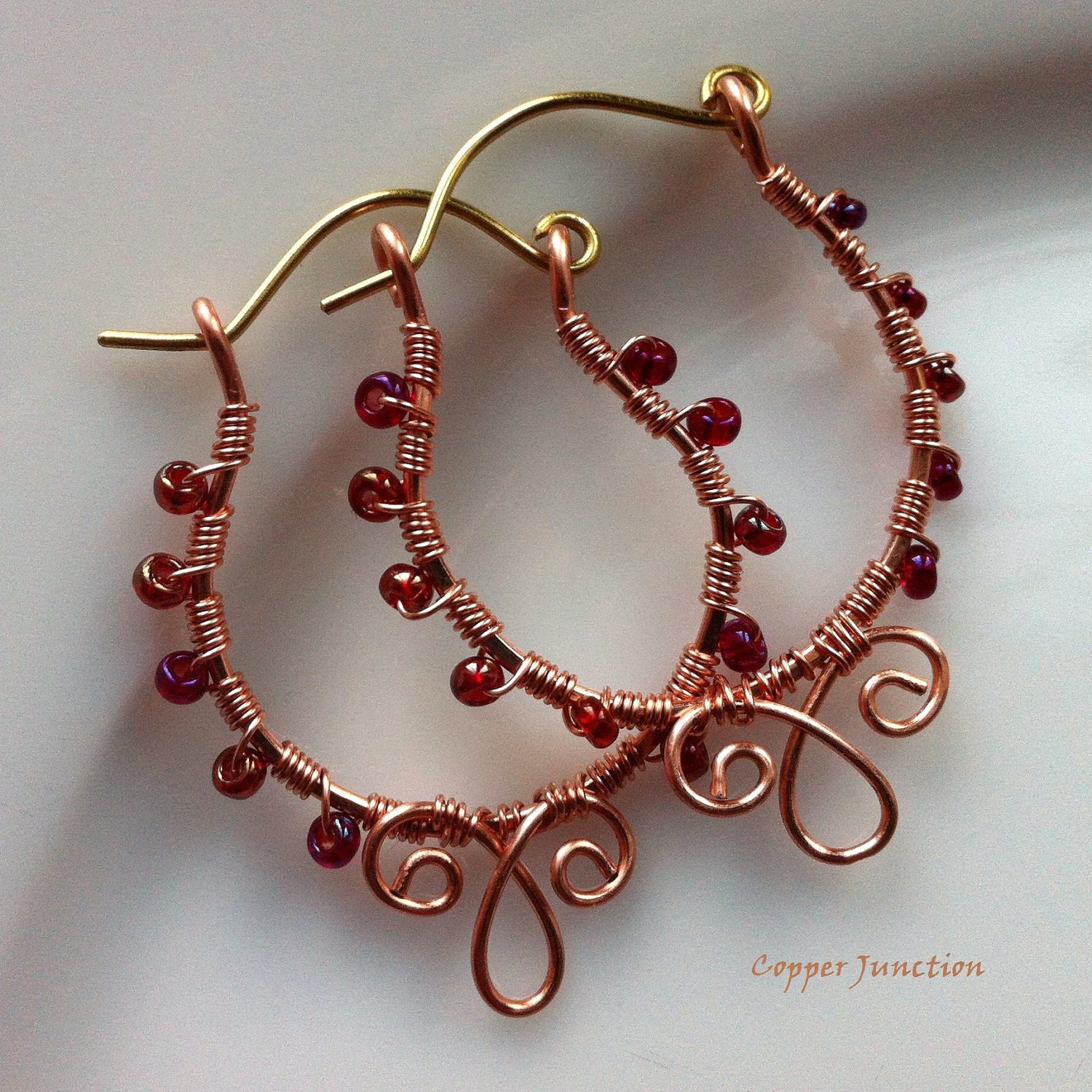 Copper hoop earrings