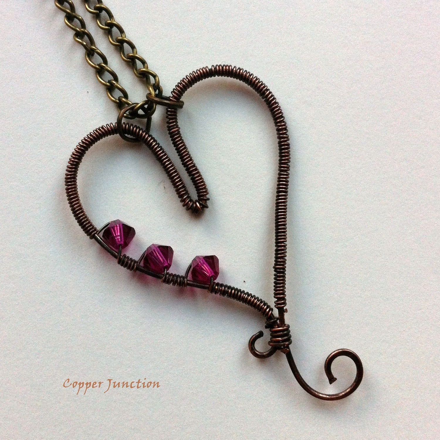 Sweet Heart - Copper Wire wrapped Necklace