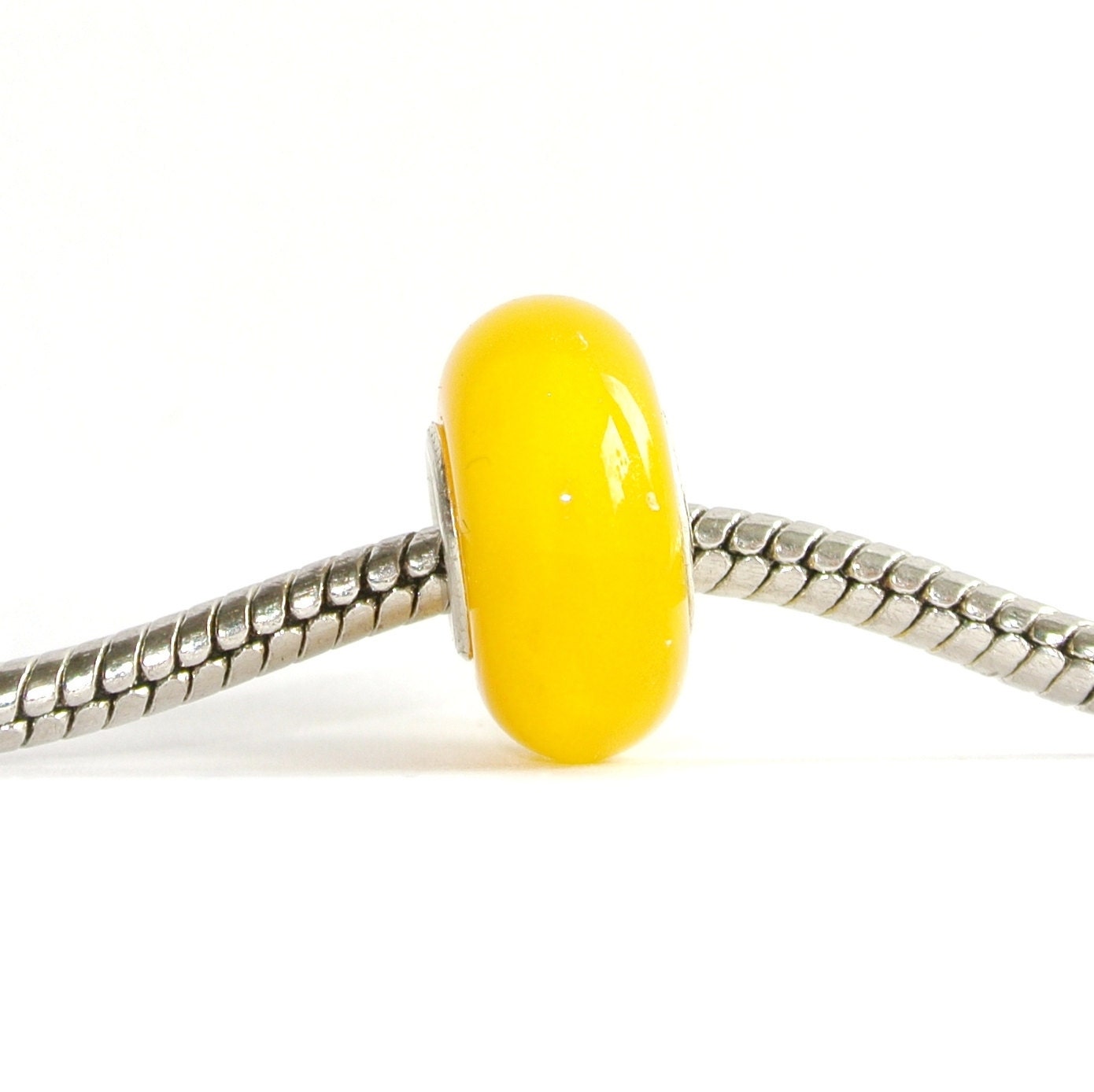 Lampwork Glass Bead for Trollibead, Biagi and other big hole bead European Bracelets - Lemon Drop