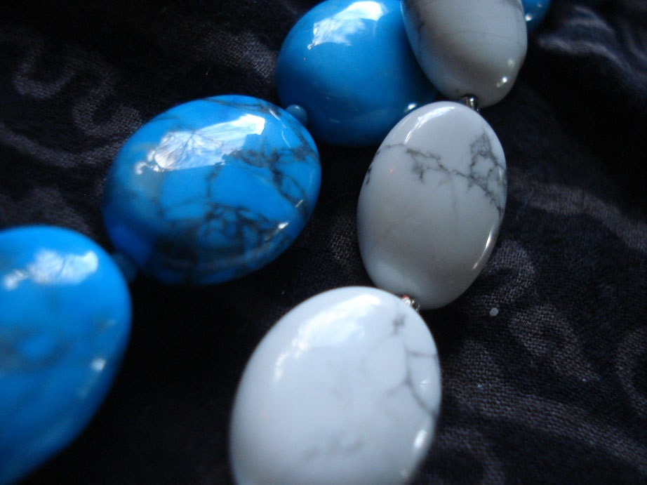 Destash Turquoise and white turquoise -  necklace clasp silver chain