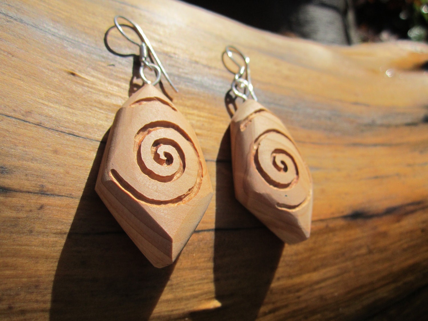 Spiral Juniper Wooden Earrings
