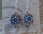Blue Ceramic Flower Earrings- Ready to Ship