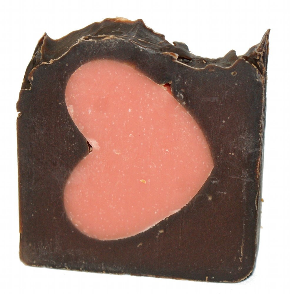 Handmade Valentine's Day Soap - Handmade Heart in Velvet Shea Butter and Goat Milk Soap - Red Velvet Cake and Red Currant Scented Soap