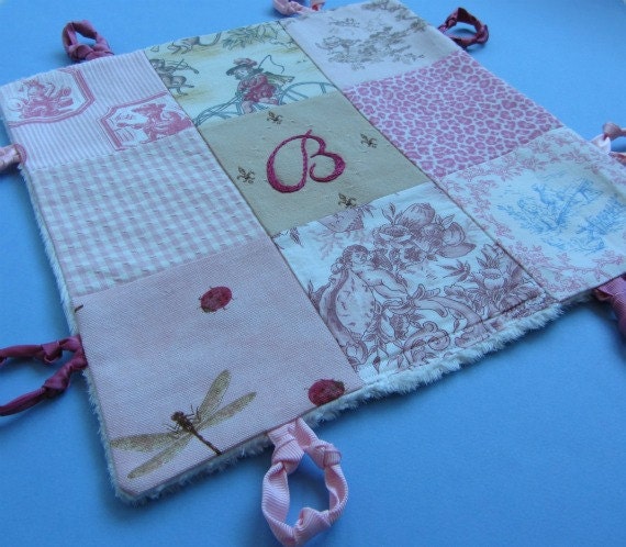 Baby Lovey Personalized with Custom Hand Embroidery and  Knotties by Dolce Dreams