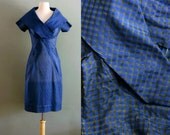 50's XS/S Royal Blue Shawl Collar DRESS