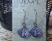 Faceeted Purple Glass Earrings with Sterling Silver Findings - Ready to Ship