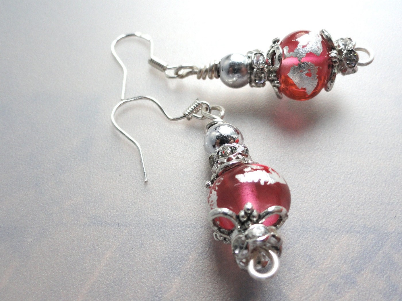 Silvery Pink Parfait Dangle Earrings