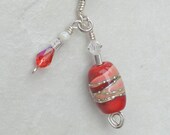 Pendant Cherry Rose Persimmon Focal Bead Wire Wrapped