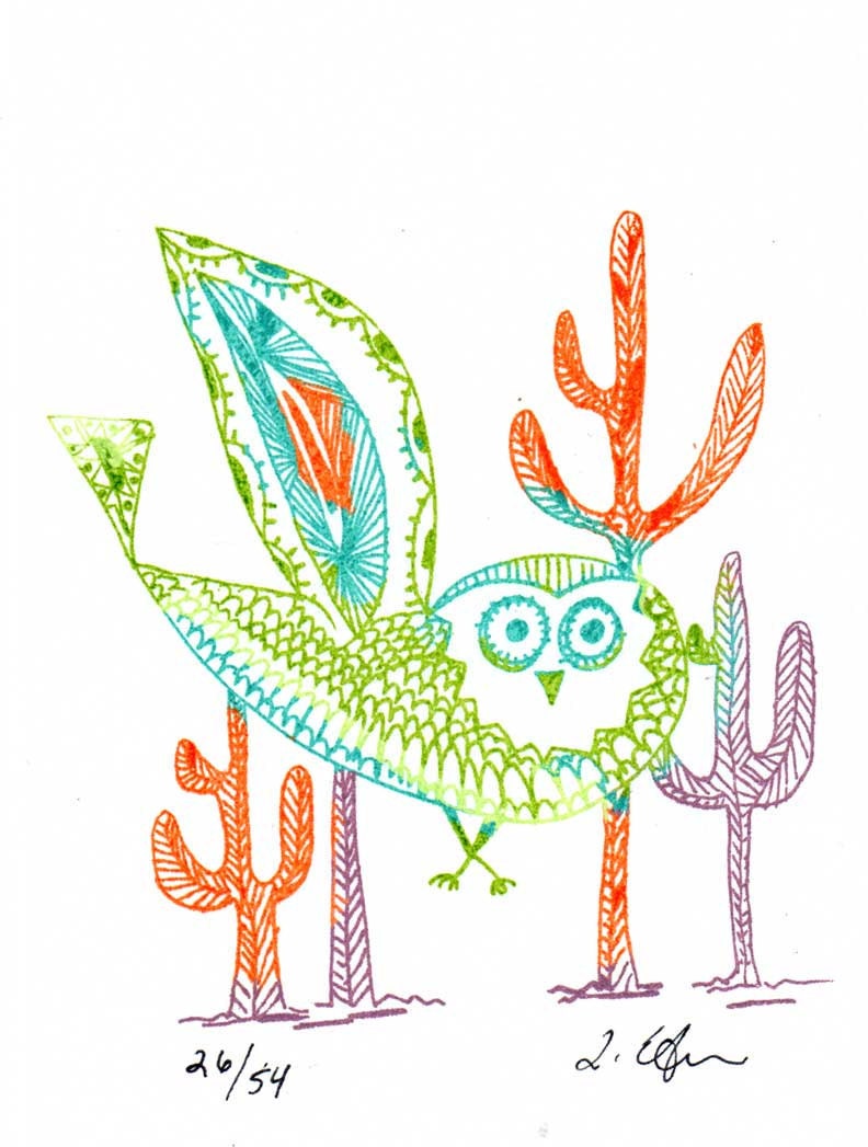 Desert Owl Gocco print