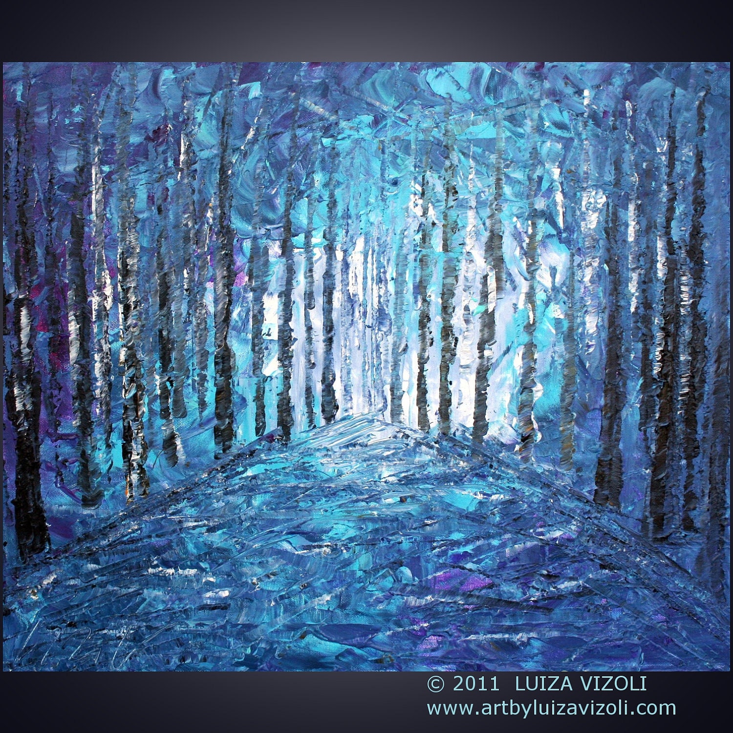 sale WINTER WOODS Original Oil Painting Trees Landscape Palette Knife Impasto Fine Art