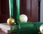 Christmas decoration 2 vintage Green tall drinking glasses.
