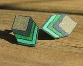 Greens chevron shrink plastic post earrings