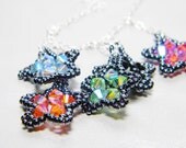 Swarovski Crystal Custom Beaded Star Necklace Beadweaving Sterling Silver - "Constellation"