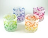 Frosted Glass Tumblers with Chaos Weave design - Set of 4 - Custom Painted
