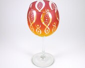 Etched Wine Glass - Vesuvian Flower - Custom Painted Sandblasted Glassware