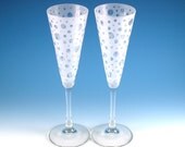 Frosted Polka Dot Champagne Flutes - Wedding Toasting Glasses