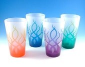 Frosted Pint Glasses with Strands design - Set of 4 - Custom Painted