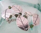 Silver Leaf Bracelet with Green Tourmaline