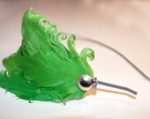 Feather Headband, Feather Fascinator, Feather Headpiece - green curly feathers