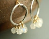 Rainbow Moonstone, Sterling Silver & 14k Gold-filled Earrings