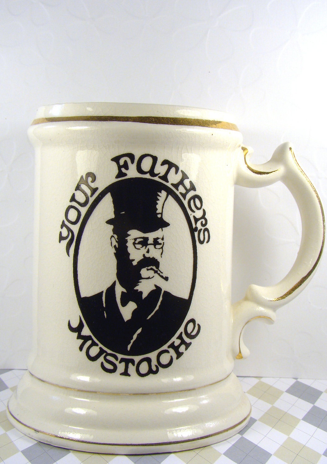Vintage Your Fathers Mustache Ceramic Mug Pencil Cup