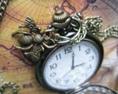 pocket watch necklace   in style steampunk Travel Jewelry