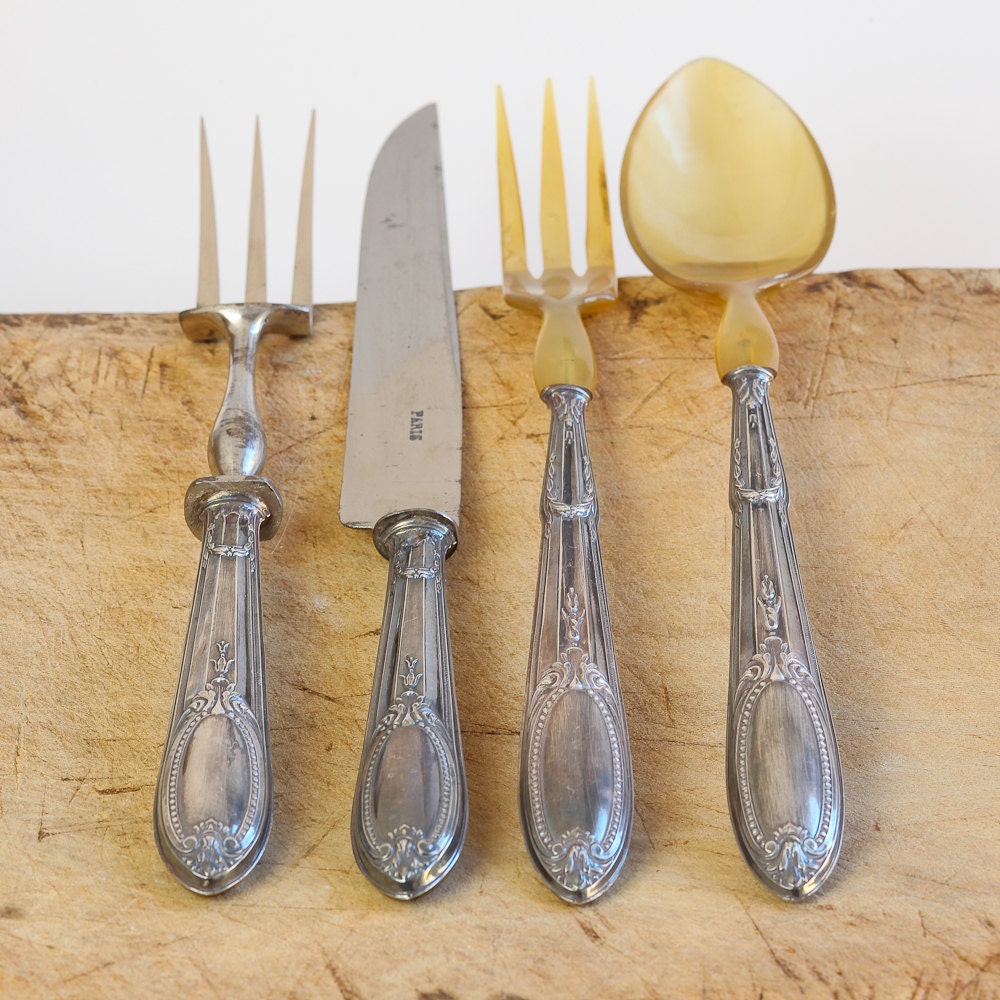 Vintage French Carving set : Salad Servers, Made in Paris