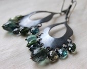 Blue Ocean Tourmaline Mogul Earrings Sterling Silver