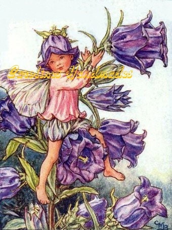 Bell Flower Fairy Reproduction Cotton Fabric Art Print 3.75X5" Applique